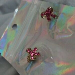 Pink bow earrings